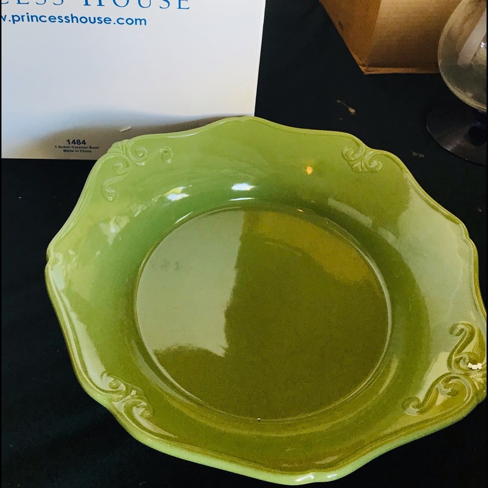 Princess House Pavillion  Green Olive Large Pasta Bowl  1484